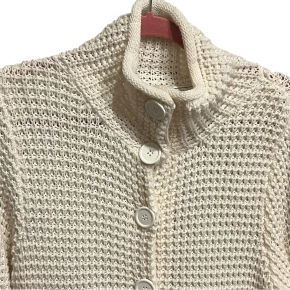 Cream white Button-Up Women's knit crochet Sweater - Picture 9 of 14